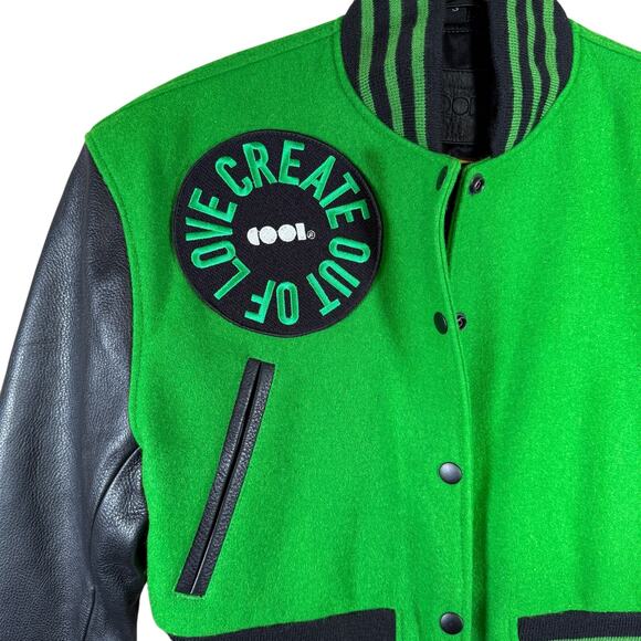 Emerald Cropped Letterman Varsity Jacket | Wool & Leather | Women’s Small - Picture 3 of 16